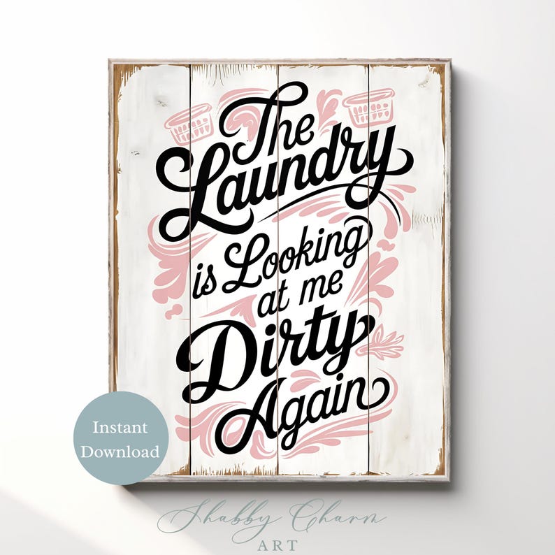 Funny Laundry Room Wall Art Vintage Farmhouse Style Sign for Home Decor