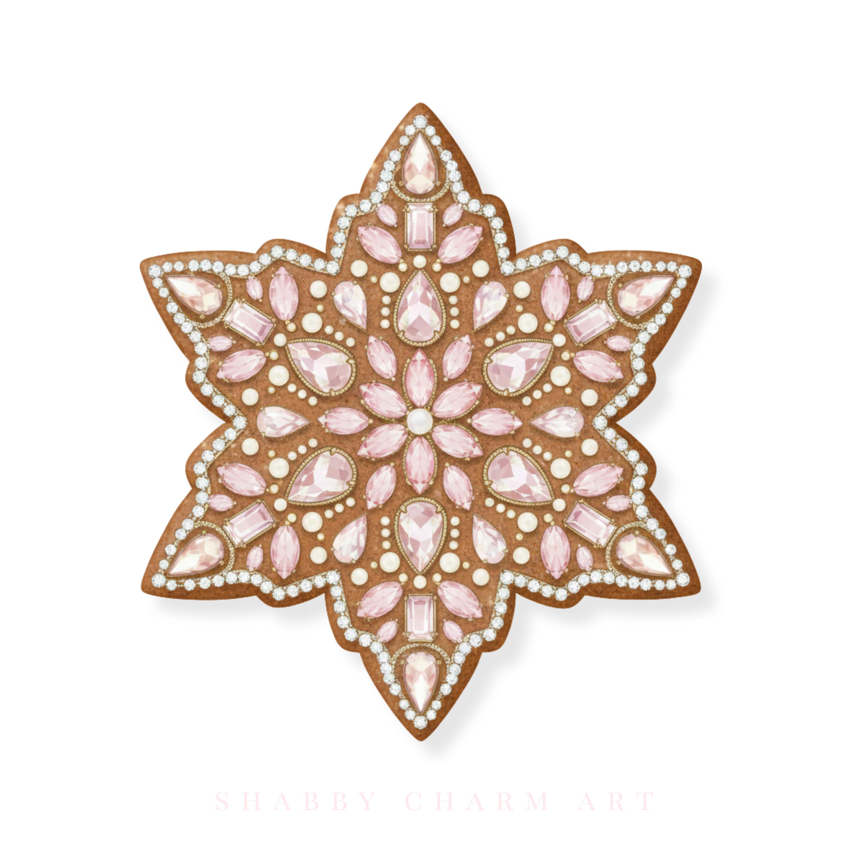 Pink Gingerbread Snowflake Cookie PNG Bedazzled Rhinestone Pinkmas ...