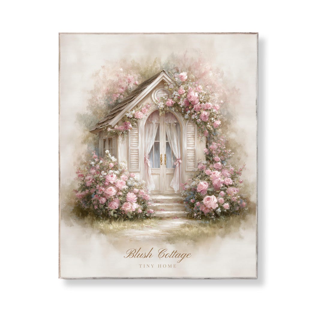 Blush Pink Floral Cottage Wall Art Printable Romantic Shabby Chic House ...