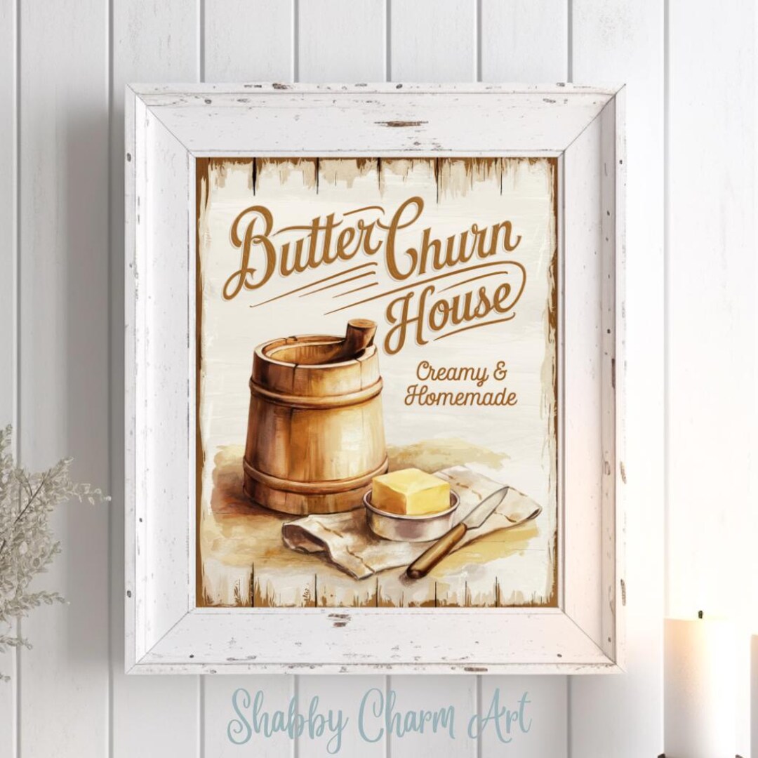 Butter Churn House Vintage Dairy Farm Sign Rustic Country Kitchen Wall ...