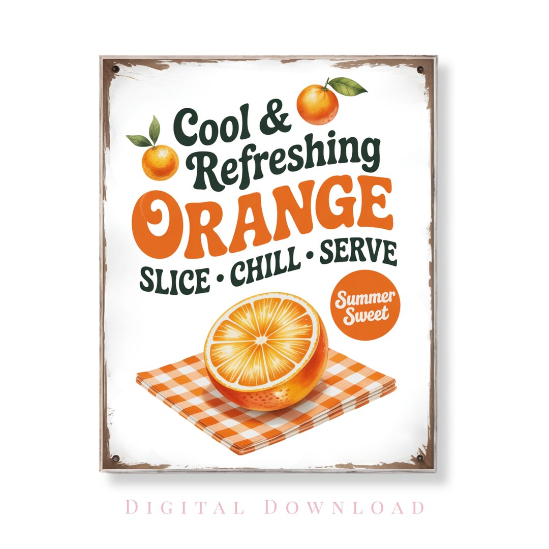 Orange Wall Art Summer Kitchen Decor Cool and Refreshing Citrus Fruit ...
