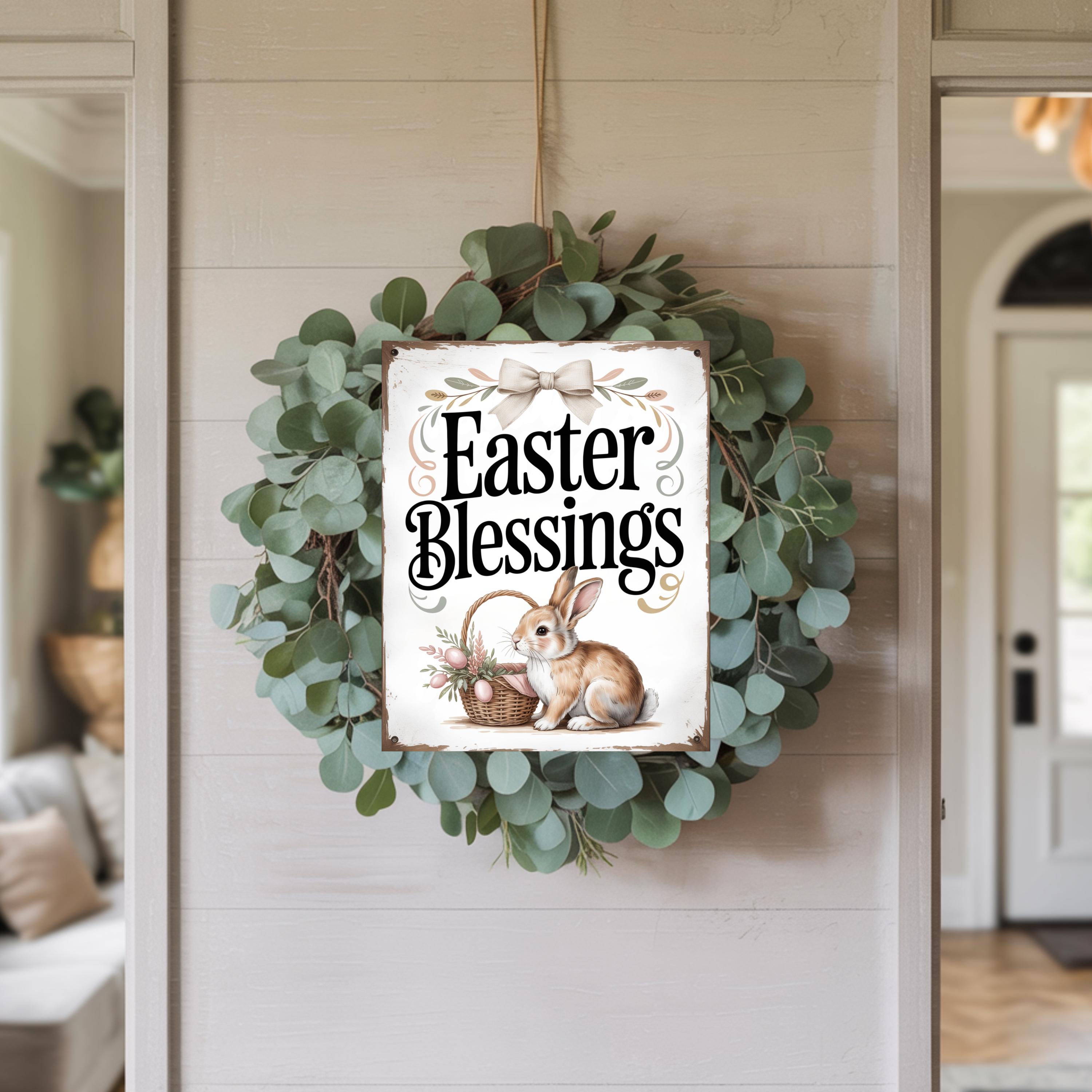 Easter Blessings Sign Bunny Printable Spring Decor Religious Easter ...