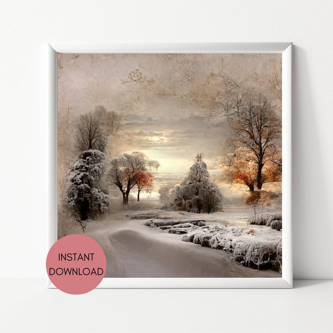 Ephemera Vintage Winter Landscape Wall Art Winter Scenery Winter