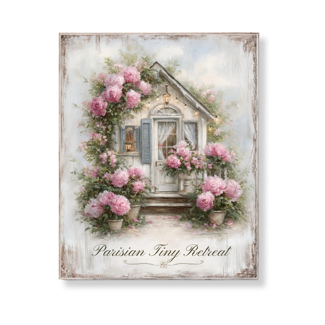 French Cottage Wall Art Shabby Chic Parisian Tiny House Printable ...