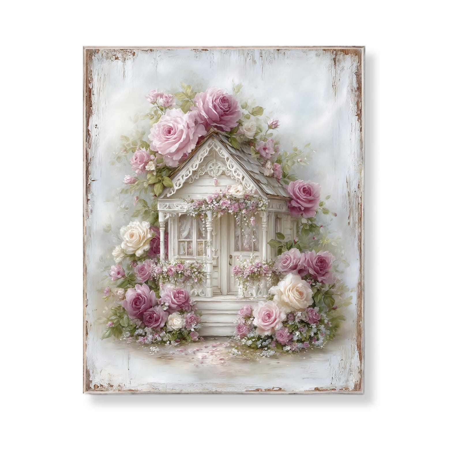 Shabby Chic Cottage Wall Art Vintage Rose House Printable Romantic ...