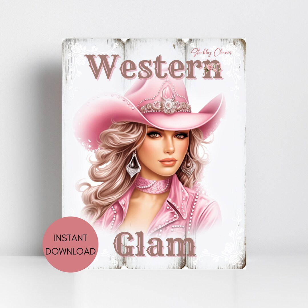 Pink Western Glam Cowgirl Wall Art Printable Instant Digital Etsy