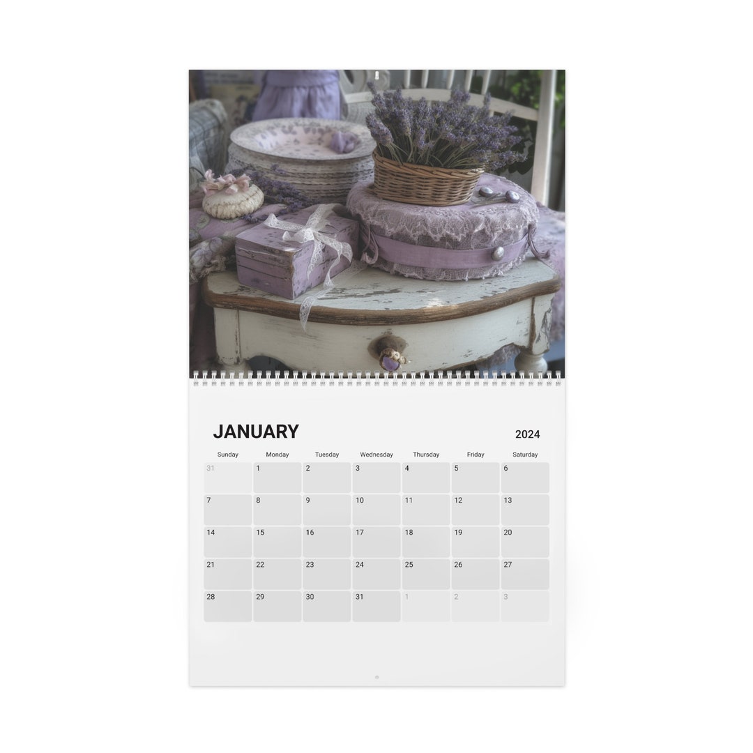 Shabby Chic Calendar 2024, Vintage Style 2024 Calendar, Cottagecore