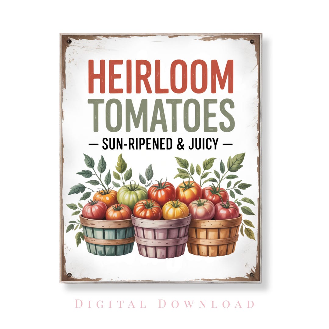 Tomate Sign Heirloom Tomato Sign Farmhouse Kitchen Garden Decor Vintage Produce ...