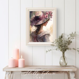 Vintage Woman in Large Hat Instant Digital Download Printable Wall Art ...