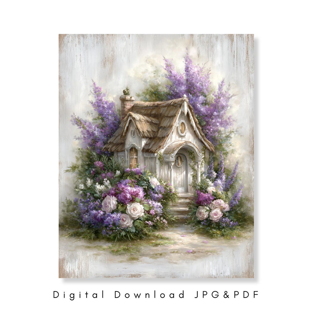 Shabby Chic Cottagecore Lavender Wood Wall Art Vintage Floral Cottage ...