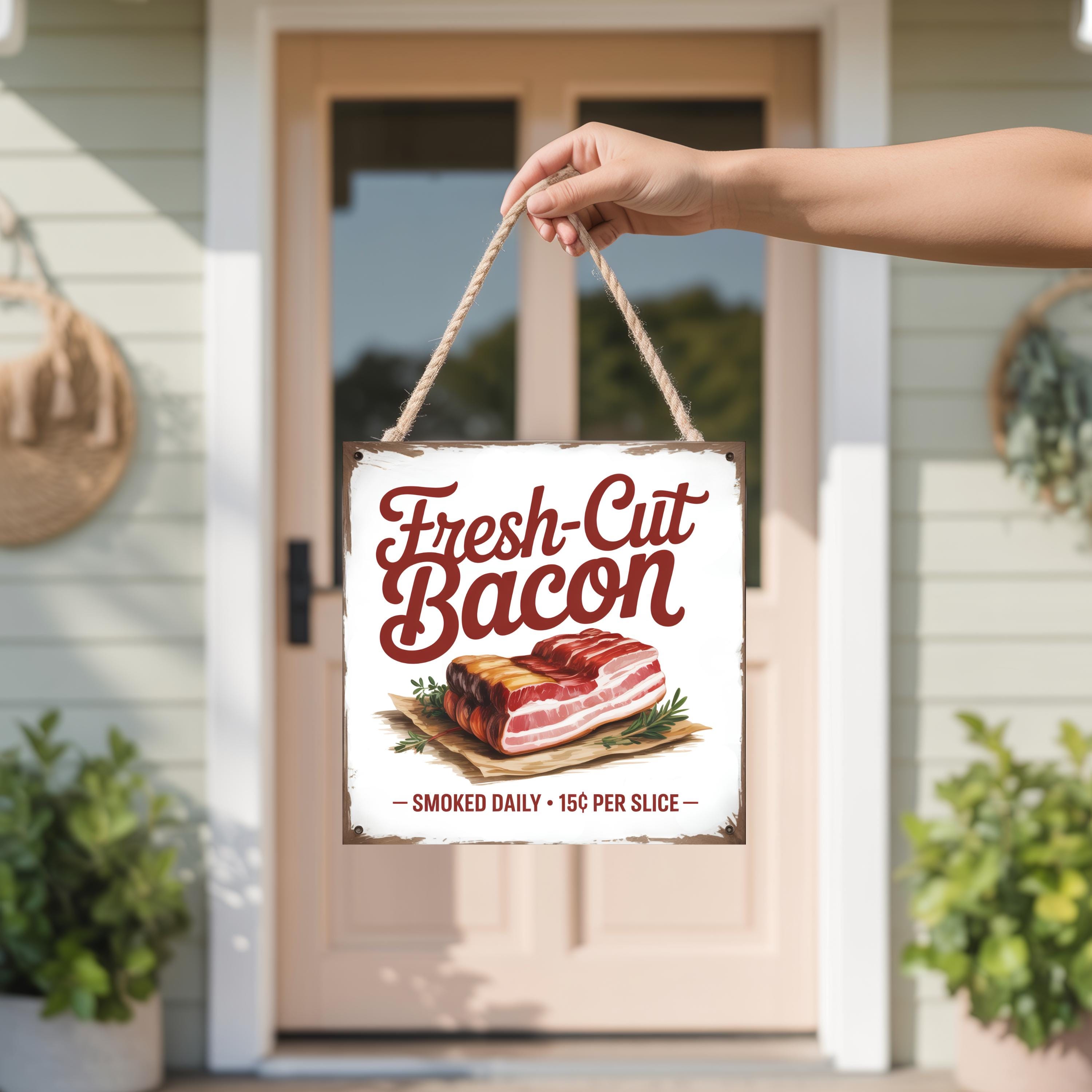 Bacon Sign Farm Fresh Bacon Printable Digital Download Door Hanger ...