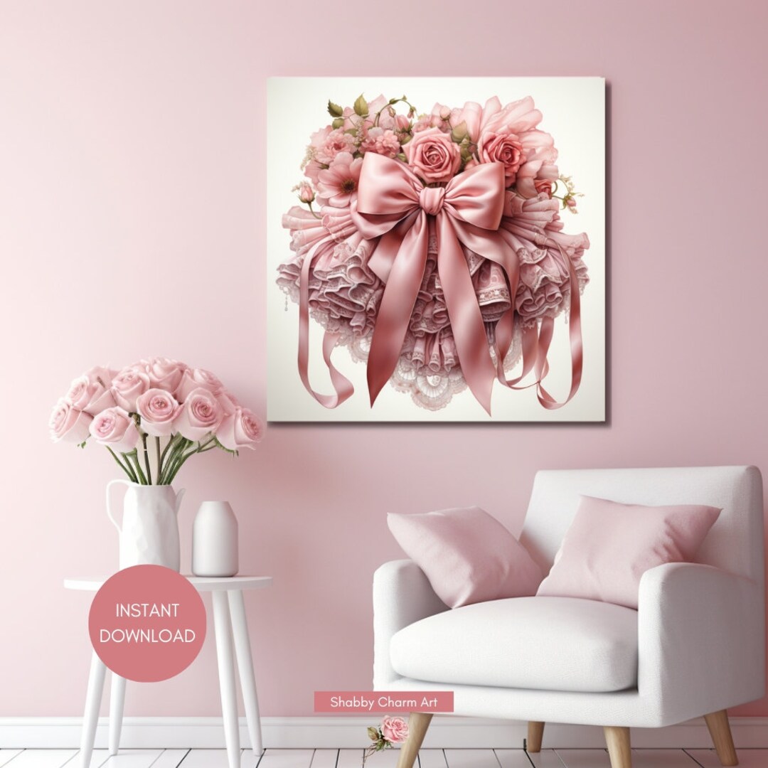 Valentine's Day Wall Art Printable Shabby Chic Valentine - Etsy