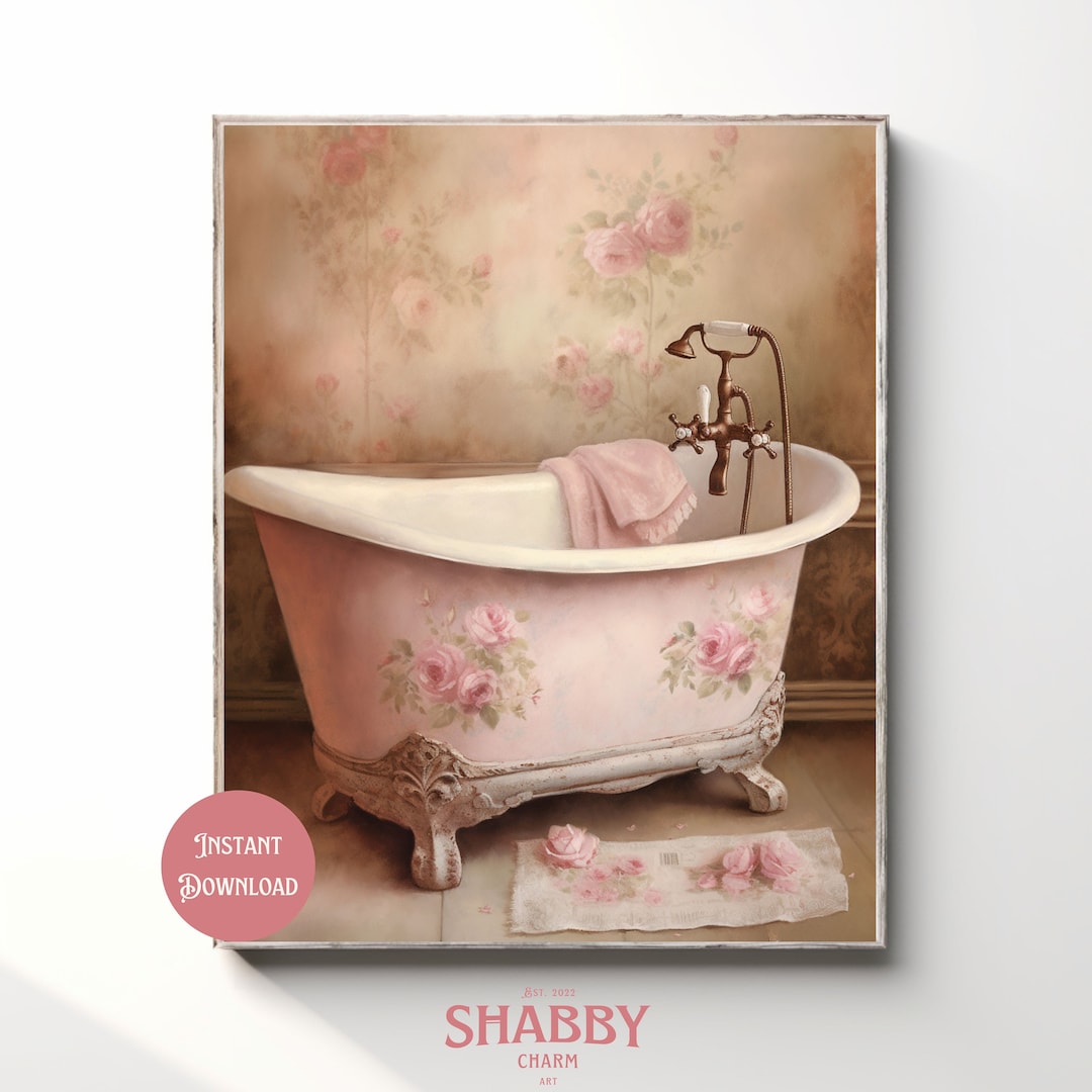 Vintage Bathroom Art, Bathroom Sign, Bathroom Wall Art, Bathtub Art ...