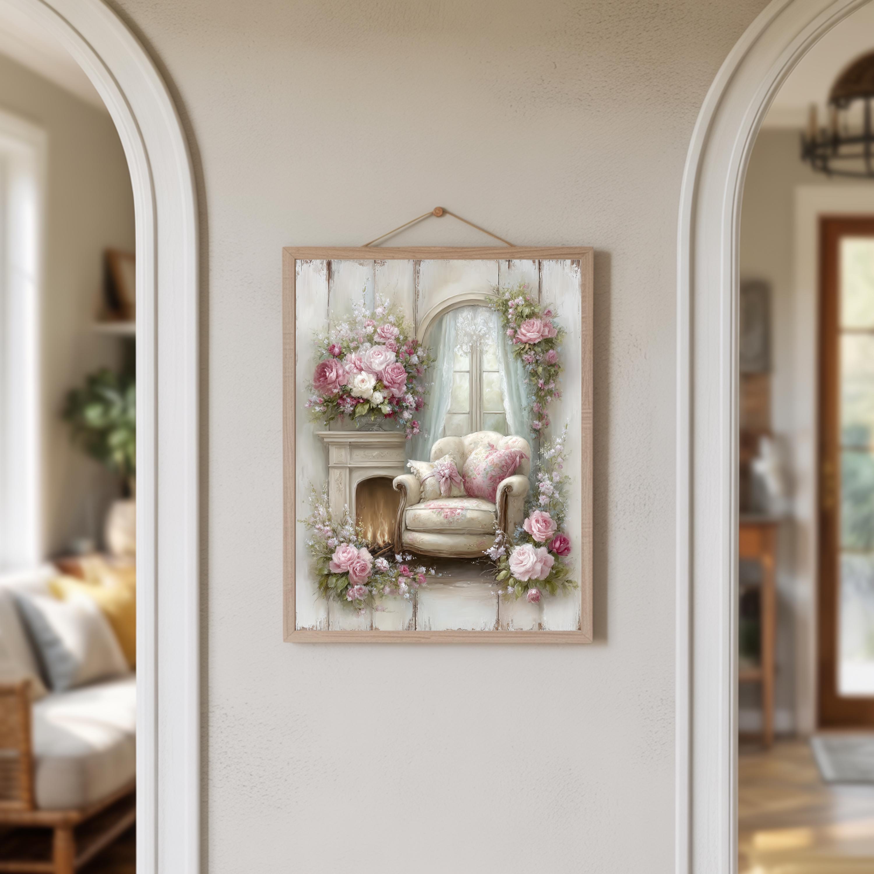 Shabby Chic Floral Wall Art Printable Vintage Rose Cottage Decor ...