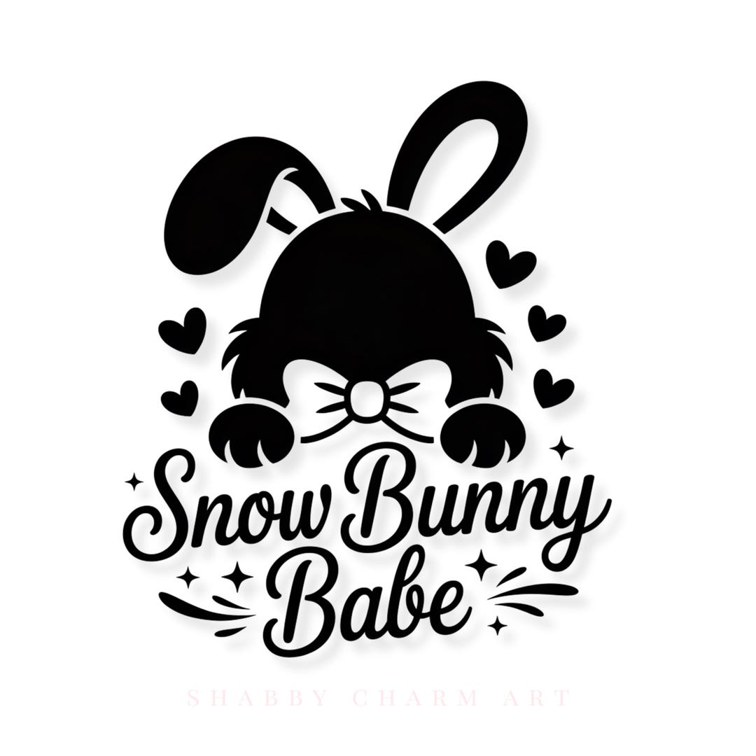 Snow Bunny Babe SVG Winter Bunny PNG Coquette Christmas Clipart Cute ...