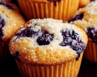 EASY RECIPE For Homemade Blueberry Muffins – Bakery Style, Soft, Fluffy (Digital Download)
