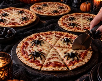 Easy Spiderweb Tortilla Pizza Recipe PDF, Easy Halloween Party Food Digital Download