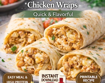 チーズガーリックチキンラップのレシピ、簡単料理（印刷可能なPDF）