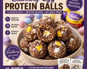 キャドバリーエッグプロテインボールのレシピ – 焼かないチョコレートスナック（デジタルダウンロード）