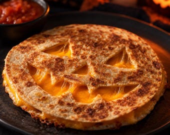 Jack O Lantern Quesadillas Recipe PDF, Halloween Dinner, Kids Party Food