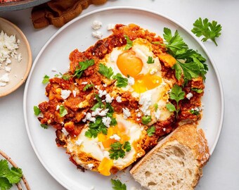 Shakshuka Recipe – Easy Middle Eastern Eggs in Tomato Sauce - Healthy Brunch PDF