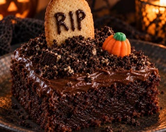 Easy Halloween Graveyard Brownies Recipe, Spooky Party Dessert Printable PDF