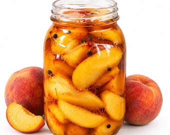 Quick Pickled Peaches Recipe, Peach Preserve, Homemade Pickled Peaches (Printable PDF)