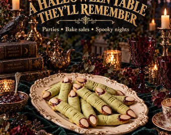 Witch Finger Cookies Recipe PDF, Halloween Cookie, Spooky Party Treats, Printable Digital Download