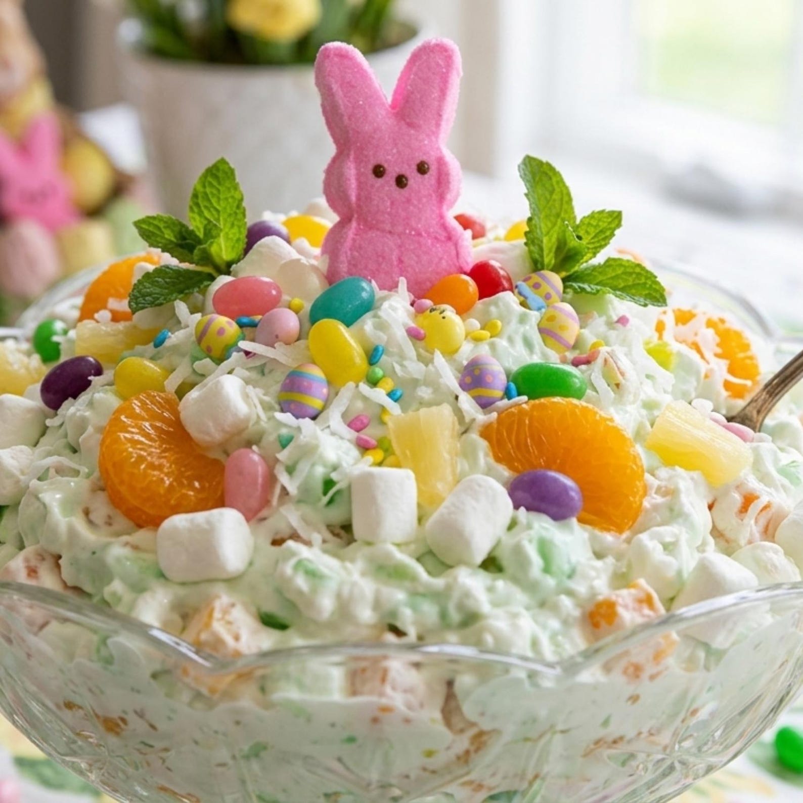 Easter Fluff Salad + 2 Recipe Cards - Simple No Bake Dessert - Spring