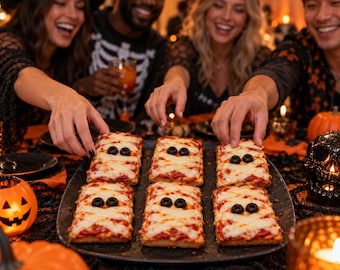 Easy Mummy Pizza Toasts Recipe PDF, Easy Halloween Party Food Digital Download