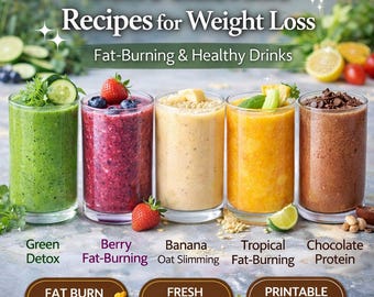 簡単スムージーレシピ5選 - 脂肪燃焼ドリンク - ヘルシースムージー - 印刷可能なPDF