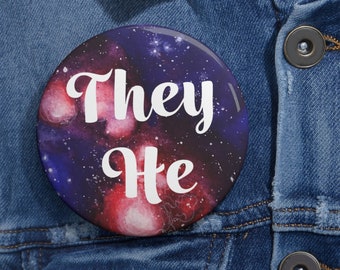 They/He Galaxy Pronoun Pin
