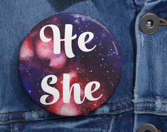 He/She Galaxy Pronoun Pin