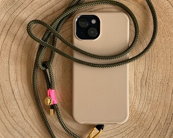 Mobile phone rope with universal attachment - gold-colored details, mobile phone chain, mobile phone cord, removable in various colors for all models