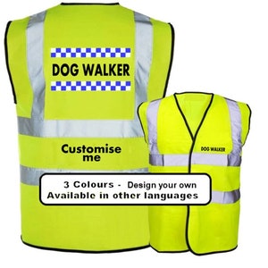 Dog Walking Hi Vis Vest, Dog Hi Vis Vest, Dog Walker Vest, Reflective Vest, Road Safety Hi Viz Vest, Dog Training Hi Vis
