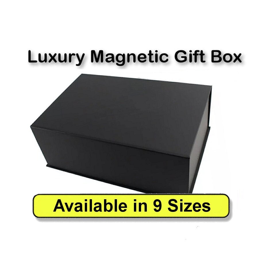 Custom Small Magnet Matte Cardboard Black Magnetic Gift Box With Ribbon