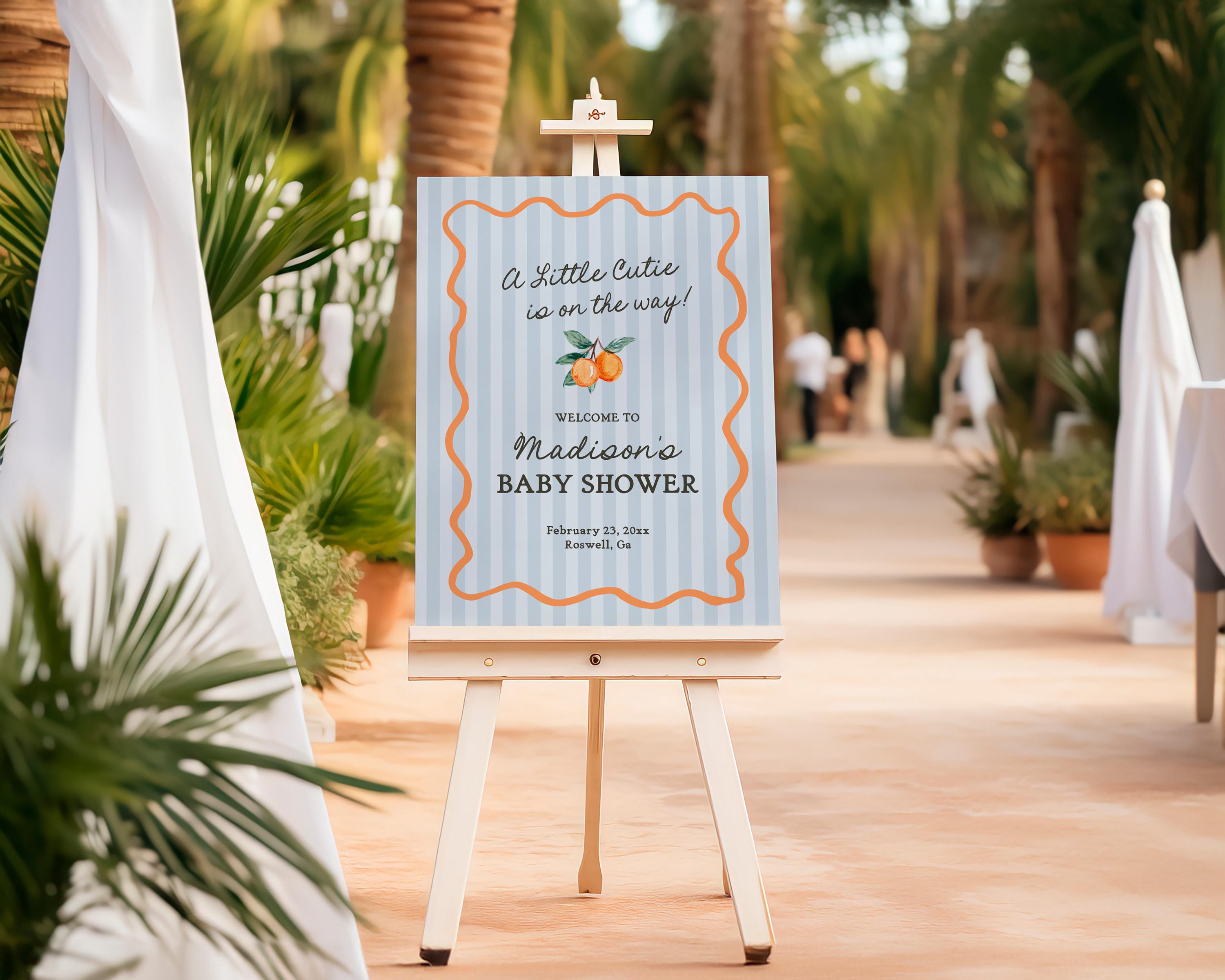 Blue Cutie Doodle Baby Shower Welcome Sign, Printed and Shipped, Little ...