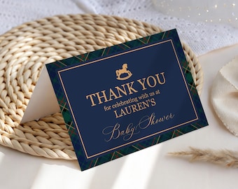 Blue Rocking Horse Thank You Cards, Printed & Shipped, Classic Rocking Horse Party Stationery, WP1087