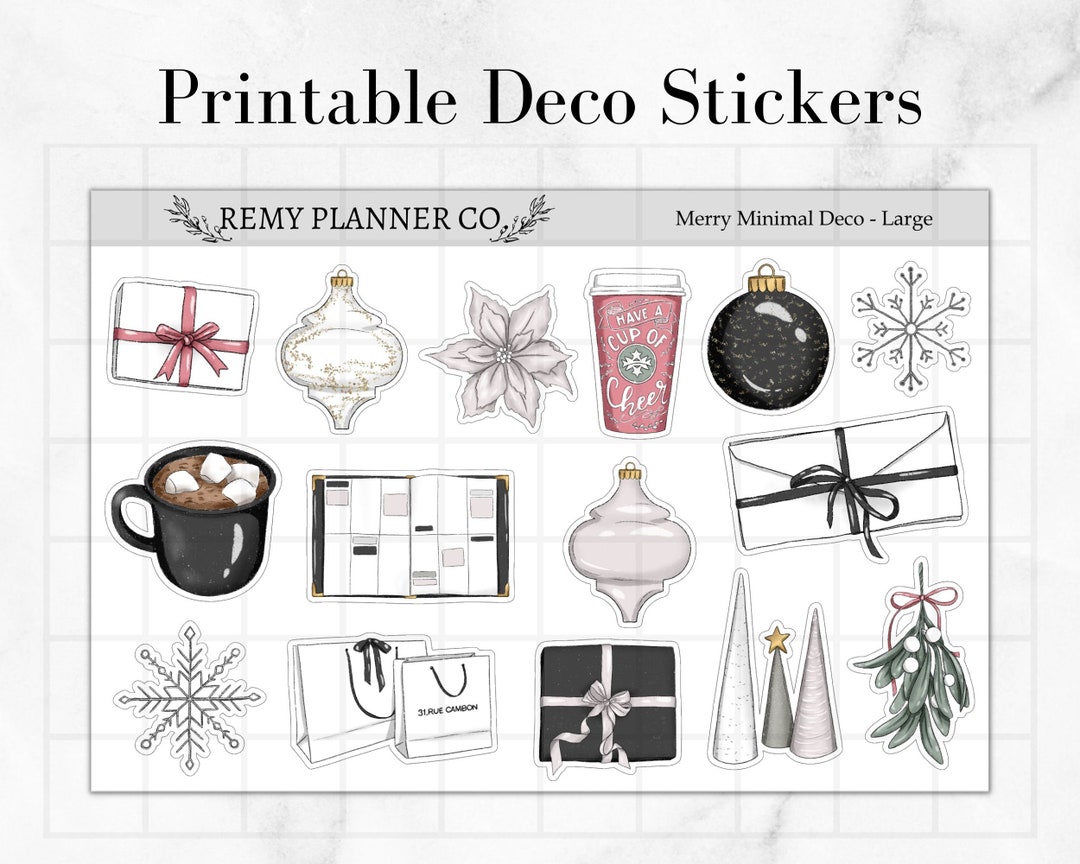 Printable Deco Stickers merry Minimal Digital Planner Stickers ...