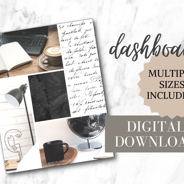 Black & White Office | Digital Printable Planner Dashboard | Pocket, Personal, A6, Half Letter, A5, A5 Wide, Classic Happy Planner