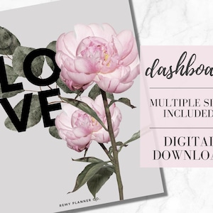 Planner stampabile Dashboard / "LOVE" / Floreale / Minimalista / Tascabile, Personale, A6, Mezza lettera, A5, A5 Wide, Classic Happy Planner