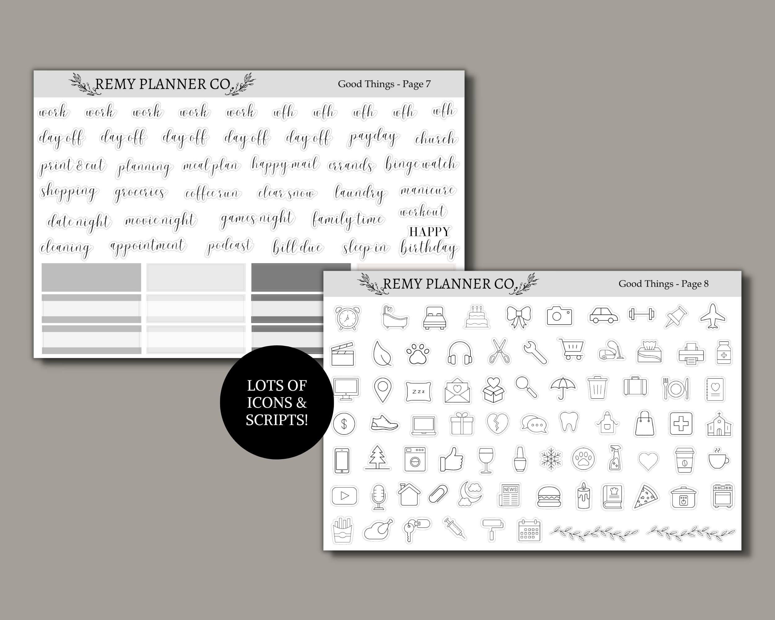 Weekly Vertical Printable Sticker Kit Planner Stickers - Etsy
