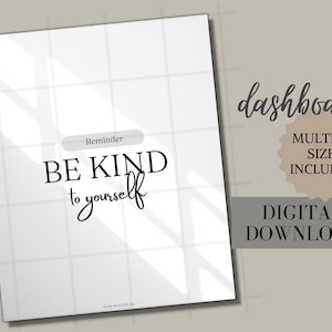 Panel de control del planificador imprimible / "Be Kind" / Digital / Bolsillo, Personal, A6, Media carta, A5, A5 ancho, Classic Happy Planner