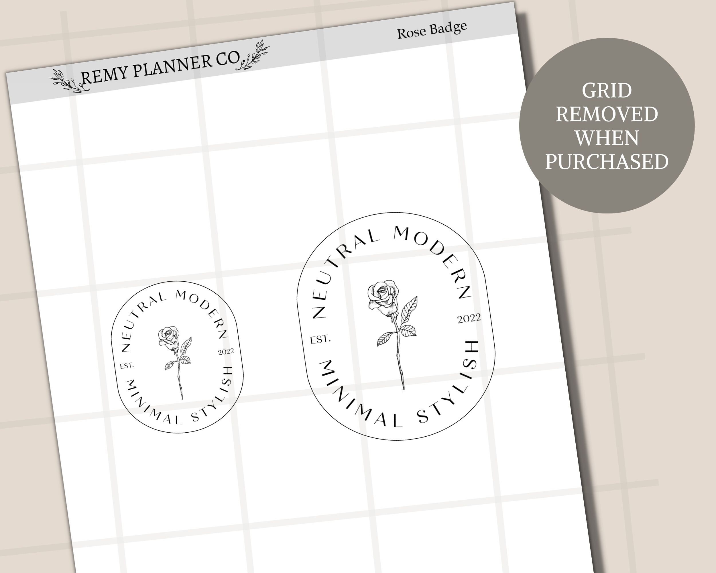 Printable Die Cuts "rose Badge" Digital Planner Deco Art