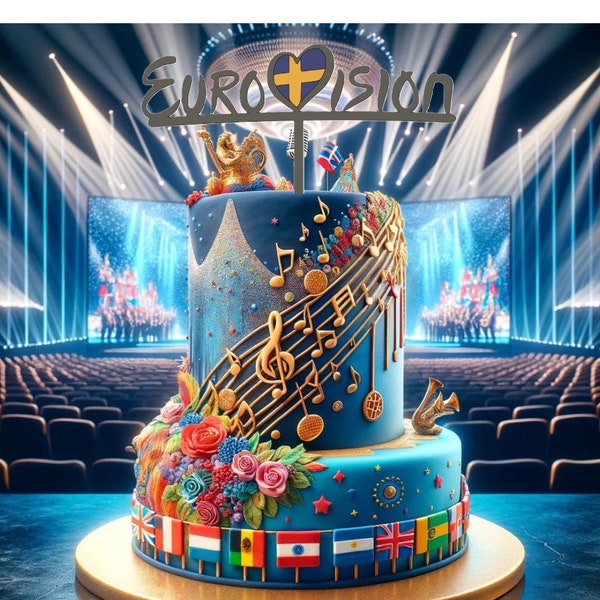 Eurovision Glam: Cake Topper – Perfekt für Partykuchen und Desserts