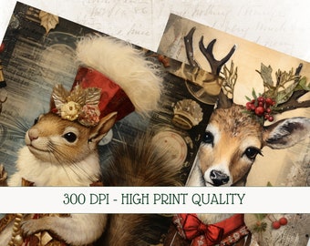 アンティークペーパーグッズ Classic Christmas Vintage Junk Journal Paper Kit Vintage