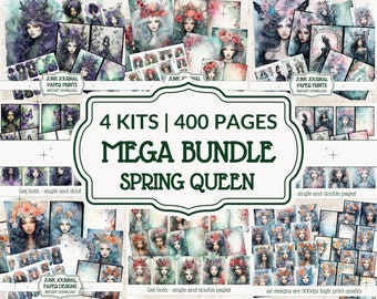 Spring Queen Junk Journal Mega Bundle Witch Scrapbooking Paper Kit Gothic Ephemera Bundle vintage Junk Journal Bundle Craft Folio Kit Floral