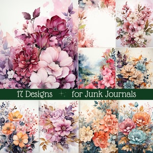 Whimsical Bouquet Junk Journal Kit, Fairytale Scrapbooking, Digital Download, Printable Pages, Ephemera, ATC Cards, Whimsical, Enchanted