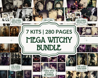 Ensemble de carnets ordures, Mega Witch Bundle, Pages de journal indésirable Witchy, Pages de journal indésirable, kit scrapbooking, fournitures de journalisme, kit folio Witchy