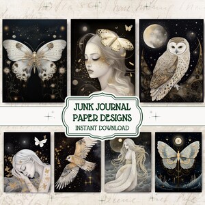 Moon Junk Journal, Witch Junk Journal Pages, Scrapbook Paper Kit, Witch Night Junk Journal Printable, Moon Witch Kit, Witchcore Junk Journal
